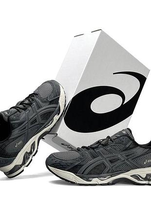 Мужские кроссовки asics gel nimbus темно серые легкие кроссы асикс гел нимбус текстильная сетка на лето 45