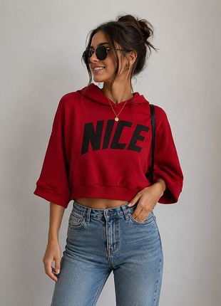 Кофта кроп топ з написом nicebrand s/m 100%котон