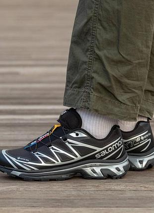 Кроссовки salomon xt-6 gore-tex black silver черные мужские 45