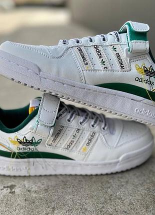 Женские кроссовки адидас форум adidas forum 84 low white green белый зелёный 36