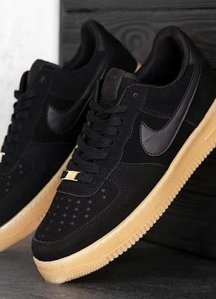 Мужские кроссовки найк аир форс nike air force 1 black чёрный 40