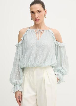 Urbanshop com ua блузка з відкритими плечима жіноча emilia бірюзова w6gh61w2041 розміри запитуйте