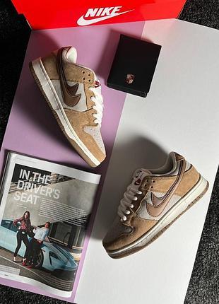 🌺женские кроссовки nike sb dunk low se "85 double swosh brown grey