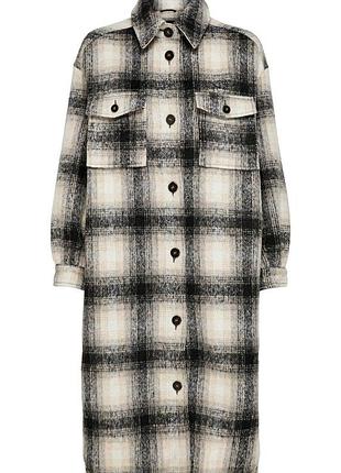 Жіноче пальто онлі оригінал only onllou long check shacket otw 15238541-pumice stone-checks:black only 15238541-pumice stone-che