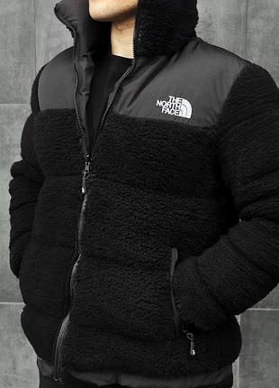 Куртка двухсторонняя the north face sherpa nuptse black double sided зимняя мужская черная