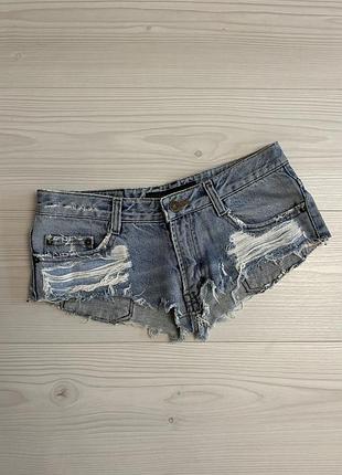 Джинсові вінтажні міні шорти бедровки jaba vintage jeans короткі