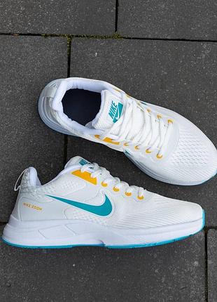 Кроссовки nike zoom white blue yellow белые мужские