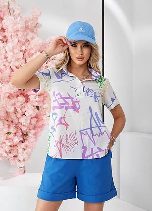 Костюм шорты и футболка, арт.350 голубой
