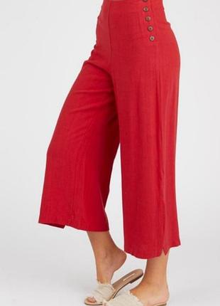 Стильные льняные красные брюки-кюлоты marks &amp;
spencer s-m