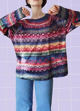 Лонгслив оверсайз с эффектом фер айл fair isle