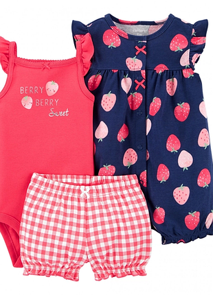 Комплект carter's из 3 предметов: боди, шорты, песочник