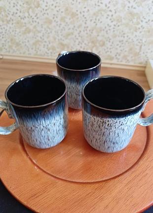 Люкс набір нових кухлів denby halo (англія), кам'яна кераміка, 3 шт.