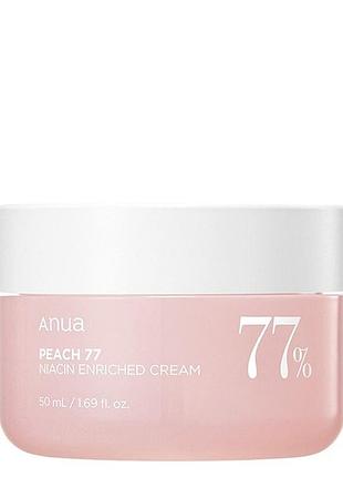 Anua peach 77% niacin enriched cream увлажняющий крем для лица с экстрактом персика 50 мл