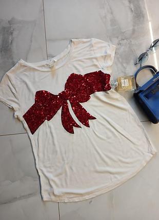 Футболка размер с-м с пайетками h&amp;m