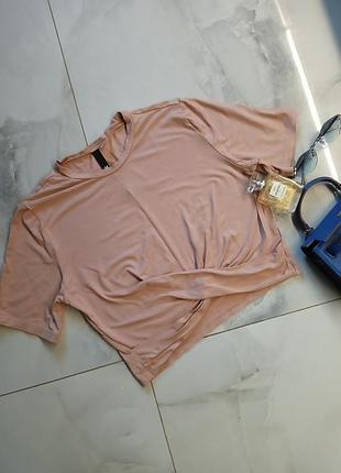 Топ кроп топ укорочена пудрова футболка м, h&amp;m