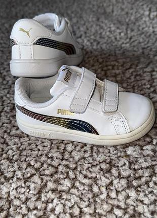 Кеди puma дитячі білі на липучках 🌈
