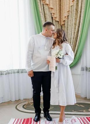 Платье свадебное вышитое праздничное,комплект свадебный