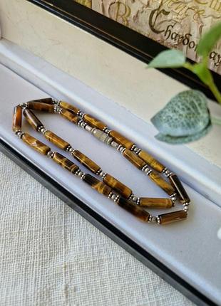 Бусы из камня тигровое глазки