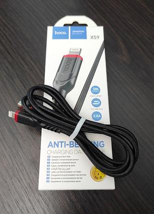 Кабель hoco x59 victory usb-a - lightning 12w 2.4a 1м cable black