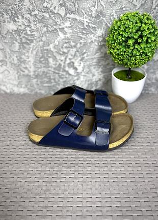 Birkenstock шлепанцы тапочки 39 размер кожаные синие