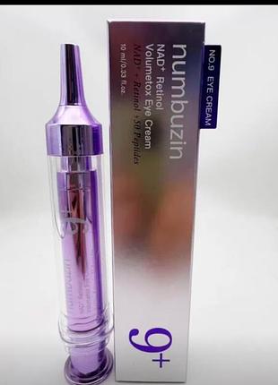 Антивозрастной крем для кожи вокруг глаз с ретинолом и пептидами no.9 nad retinol volumetox eye cream 10 ml, numbuzin