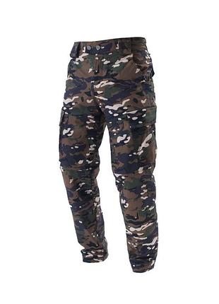 Утепленные мужские тактические штаны тёмный камуфляж staff waterproof fleece multicam