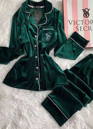 Піжама victoria's secret оксамитова смарагдова жіноча