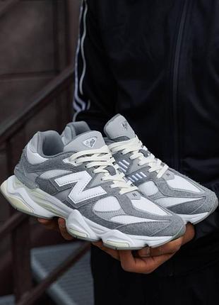 Кроссовки new balance 9060 grey white серые мужские 41
