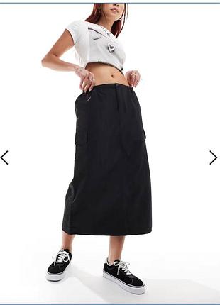 Довга спідниця-карго vans riley parachute cargo skirt (чорна)