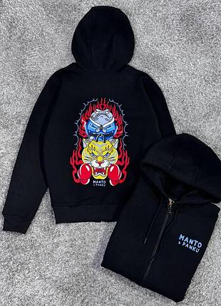 Худі manto panki zip-hoodie чоловіче чорне манто l