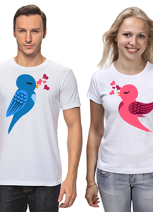 Парные футболки с принтом "птички с сердечками" push it