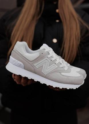 Кроссовки new balance 574 grey white nd серые женские 40