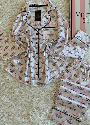 Пижама victoria's secret шелковая белая женская
