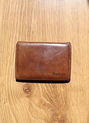 Унісекс мініатюрний коричневий шкіряний гаманець barbour colwell leather billfold wallet