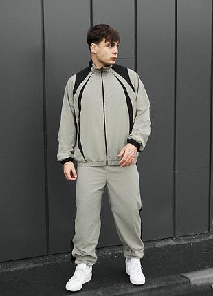 Мужской спортивный костюм staff cap light olive & black oversize
