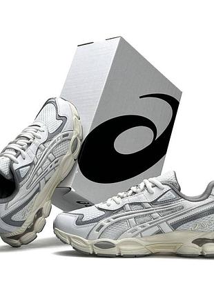 Чоловічі кросівки стильні asics gel-nyc 2055 білі кроси асікс гел нюк текстильні дихаючі на всену літо ів'єтнам 44