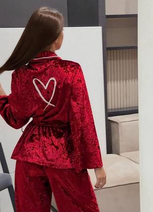 Піжама victoria's secret оксамитова бордова жіноча l