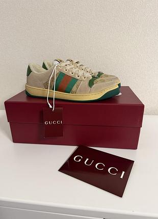 Кеды gucci screener gg canvas distressed 39(24.5см) monogram