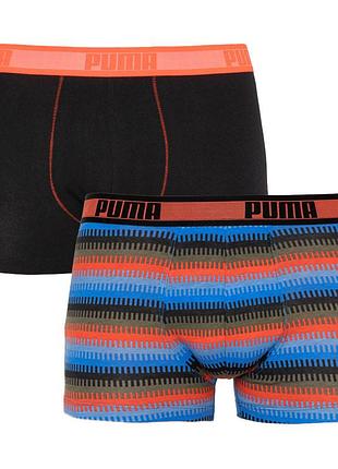 Трусы-боксеры puma worldhood stripe trunk 2p черный, красный, синий чел m 501004001-030 s