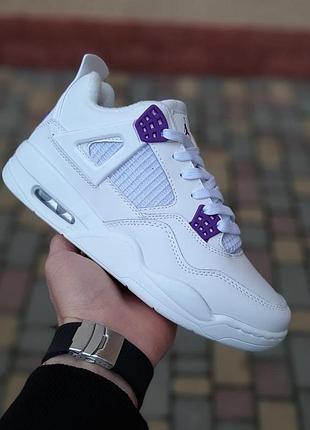 Теплі зимові кросівки на хутрі nike jordan 4 retro білі жіночі кросівки найк джордан ретро