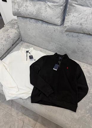 Кофта чоловіча 1/3 zip polo ralph lauren, напівзамок поло ральф лаурен l, белый