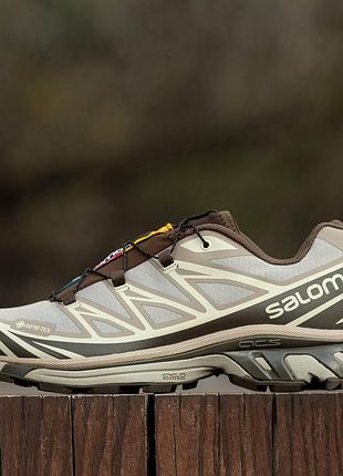Кросівки salomon xt-6 gore-tex beige brown бежеві чоловічі