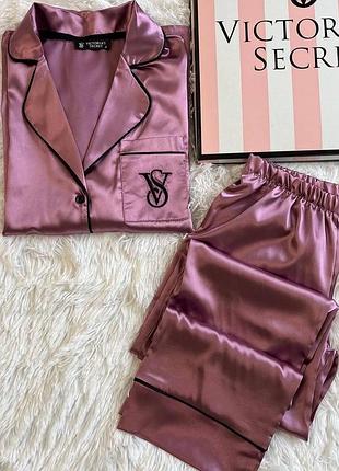 Піжама victoria's secret шовкова рожева жіноча