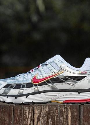 Кроссовки nike p-6000 white red белые 45