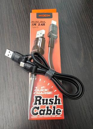 Кабель usb moxom mx-cb27 type-c 2.4a 1m черный