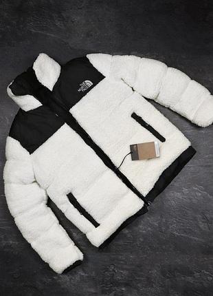 Куртка двухсторонняя the north face sherpa nuptse black and white double sided зимняя мужская