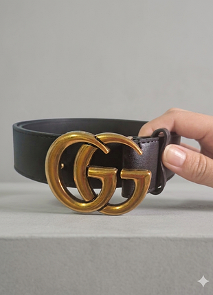 Новий чорний ремінь пояс гуччі gucci з золотою пряжкою 100 см