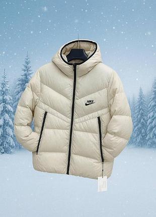 Пуховик nike storm-fit мужской светло-бежевый - оригинал, водостойкий зимний пуховик s,m,l,xl,xxl xxl