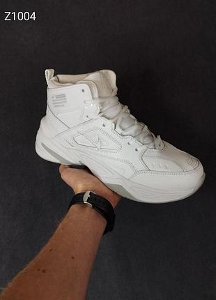 Зимові шкіряні кросівки nike m2k tekno білі з сірим на хутрі високі жіночі зимові кросівки найк 38(24.5см)