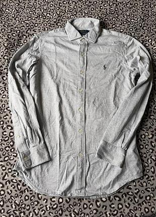 Polo ralph lauren чоловіча сорочка з довгим рукавом сірого кольору на ґудзиках